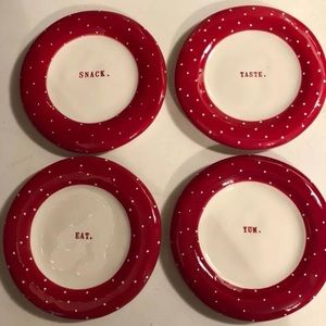 Rae Dunn Red White Polka Dot Plates